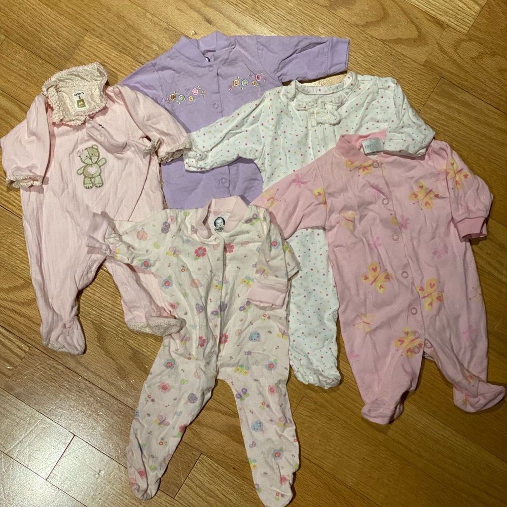 Footed Onesies Bundle Size Newborn Set of 5